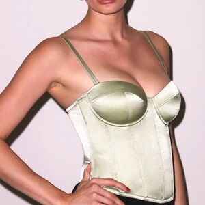 Fleur du Mal Hamptons Bustier in Willow (Green) Size Small